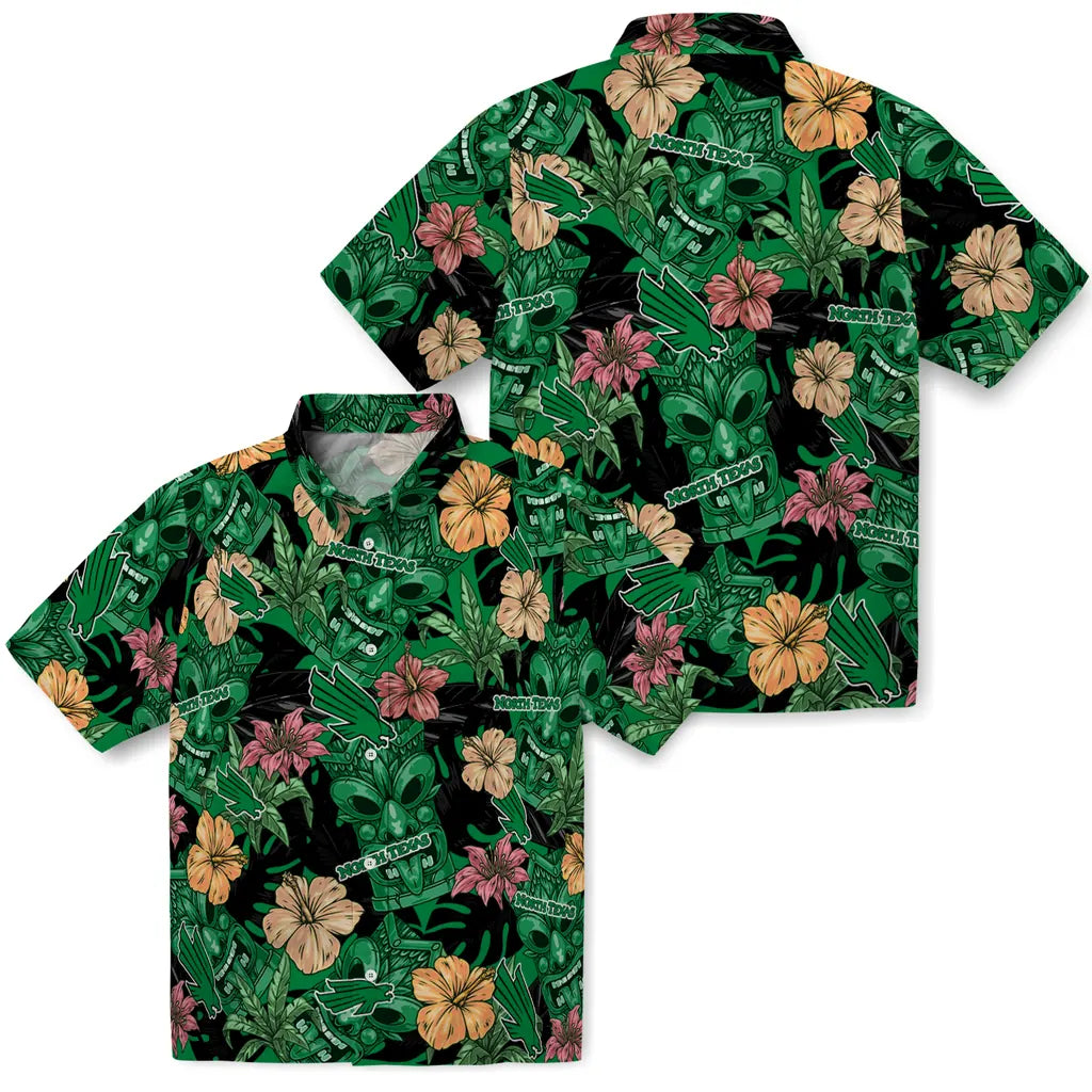 North Texas Mean Green Hawaiian Shirt - Hibiscus Tiki Jungle | Hula Hawaiian Shirts