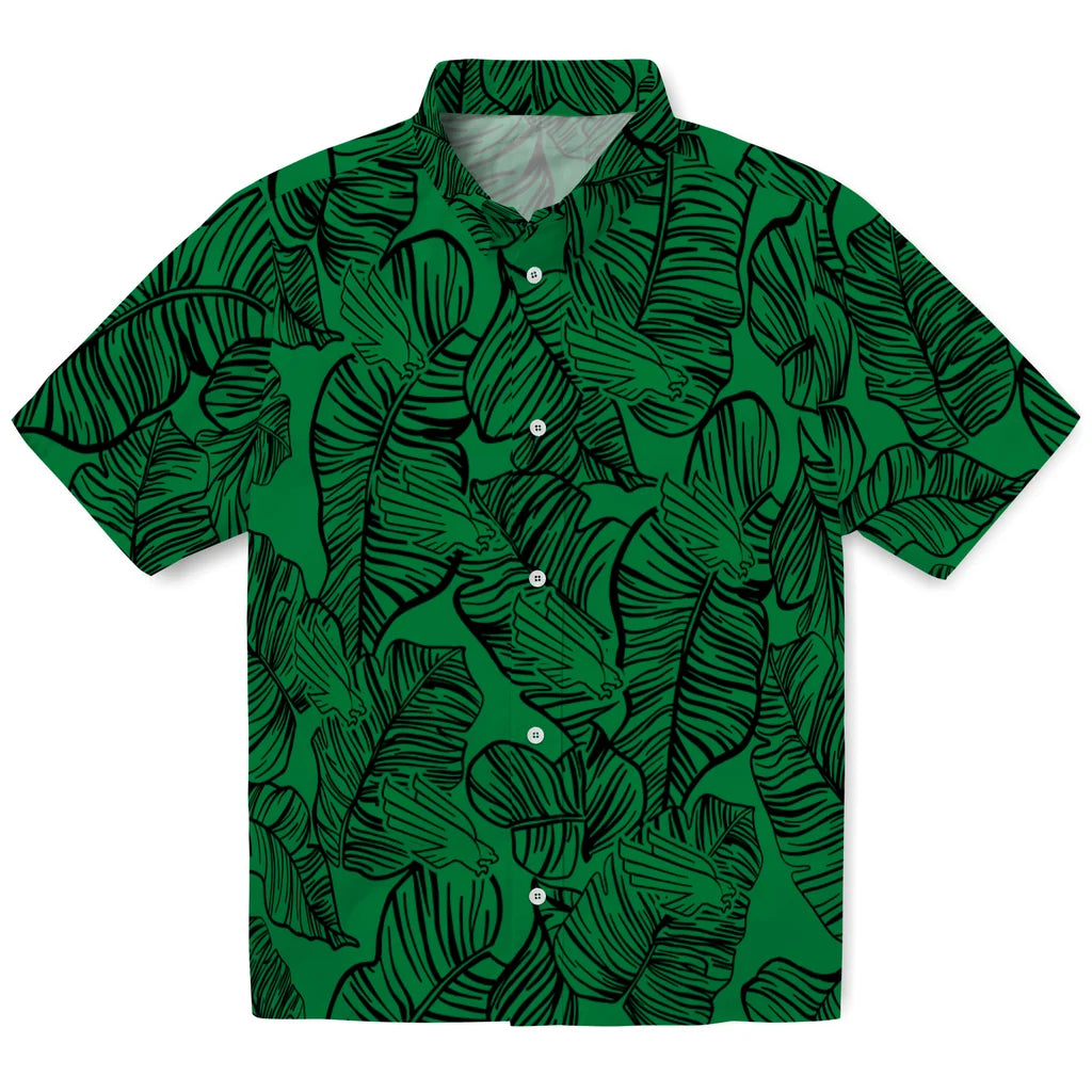 North Texas Mean Green Hawaiian Shirt - Leaf Outline | Hula Hawaiian Shirts