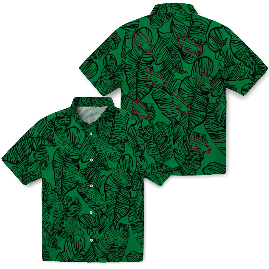 North Texas Mean Green Hawaiian Shirt - Leaf Outline | Hula Hawaiian Shirts