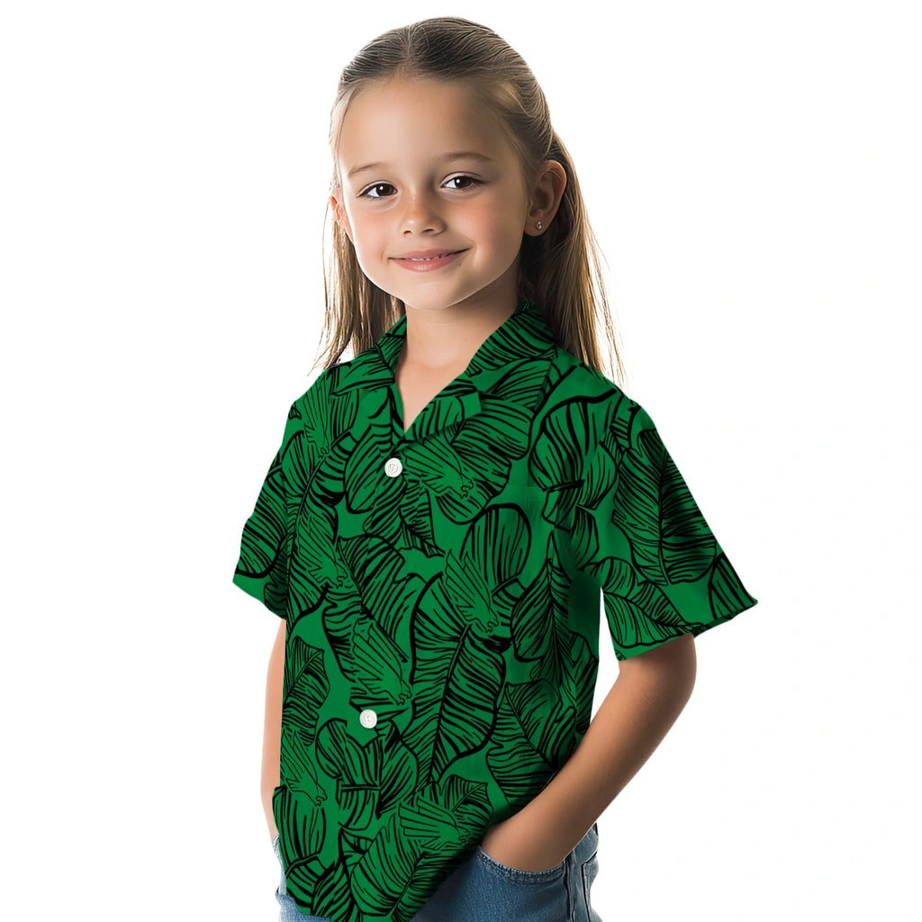North Texas Mean Green Hawaiian Shirt - Leaf Outline | Hula Hawaiian Shirts