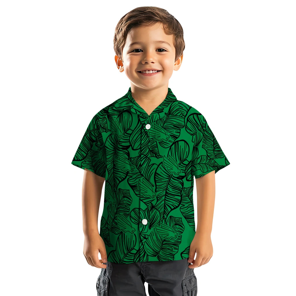 North Texas Mean Green Hawaiian Shirt - Leaf Outline | Hula Hawaiian Shirts