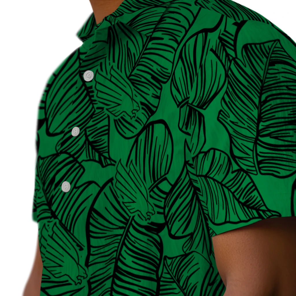 North Texas Mean Green Hawaiian Shirt - Leaf Outline | Hula Hawaiian Shirts