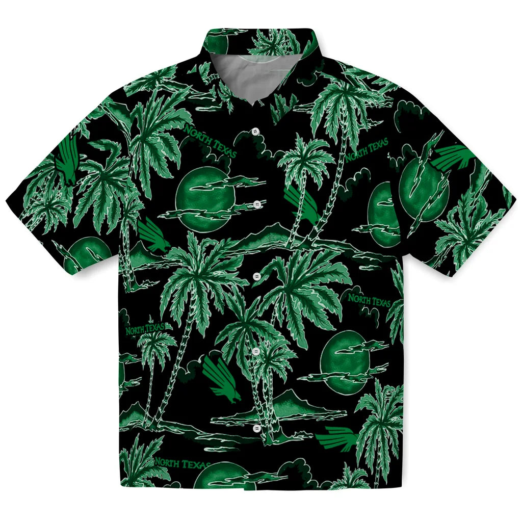 North Texas Mean Green Hawaiian Shirt - Palm Sunset | Hula Hawaiian Shirts