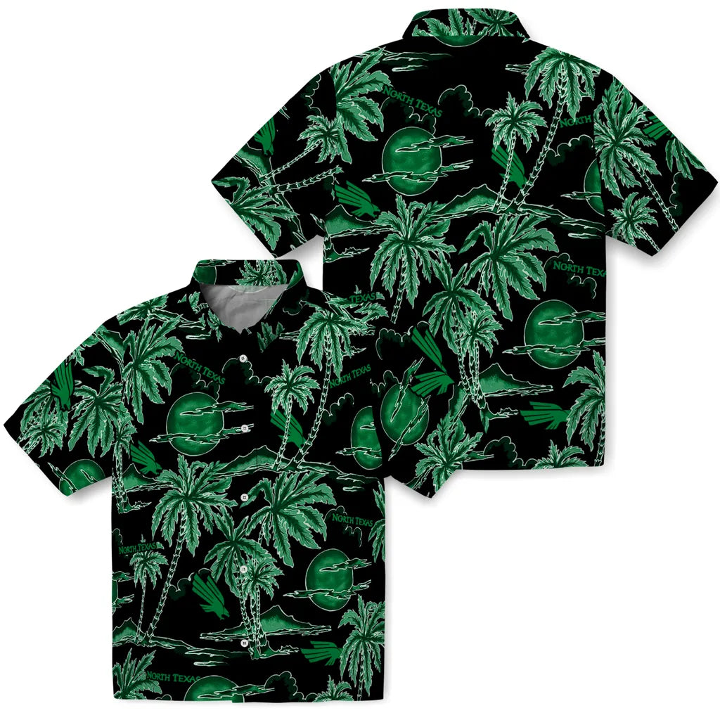 North Texas Mean Green Hawaiian Shirt - Palm Sunset | Hula Hawaiian Shirts
