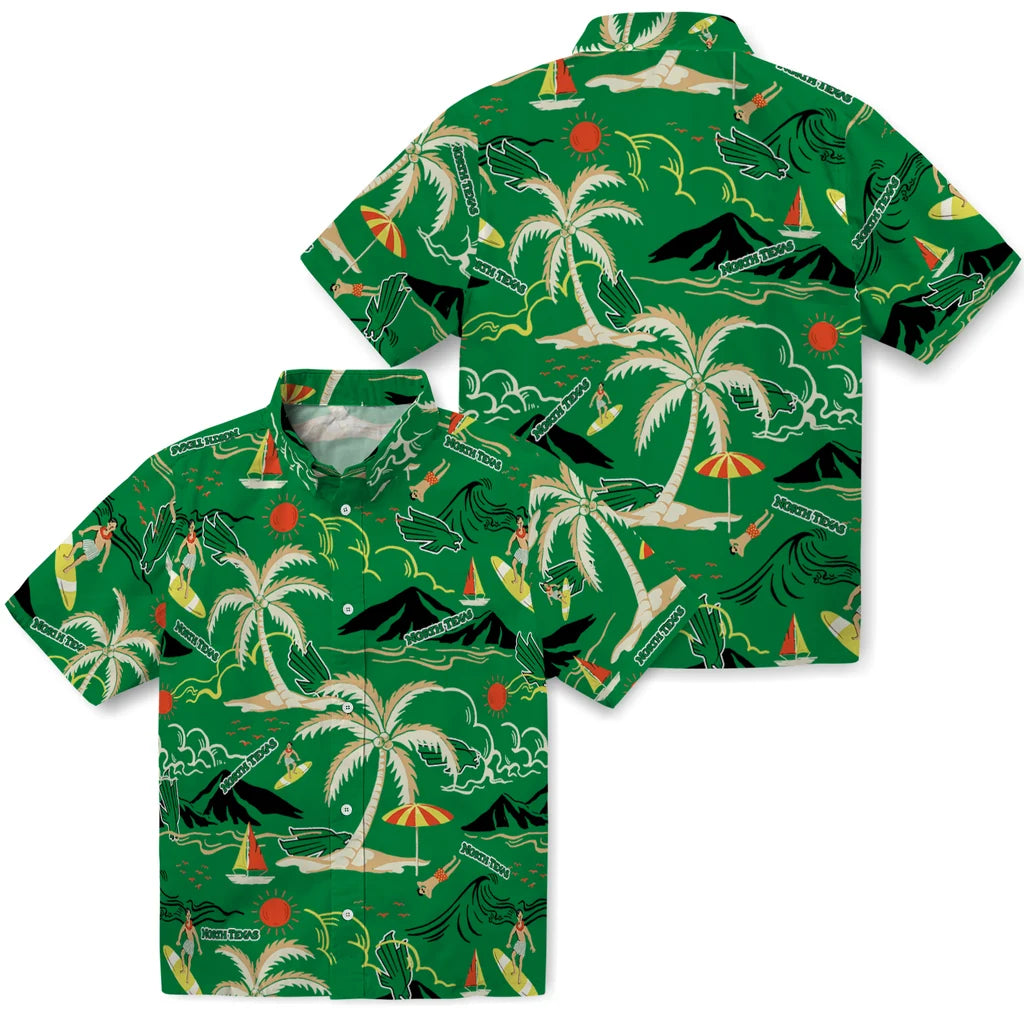 North Texas Mean Green Hawaiian Shirt - Palm Tree Island | Hula Hawaiian Shirts