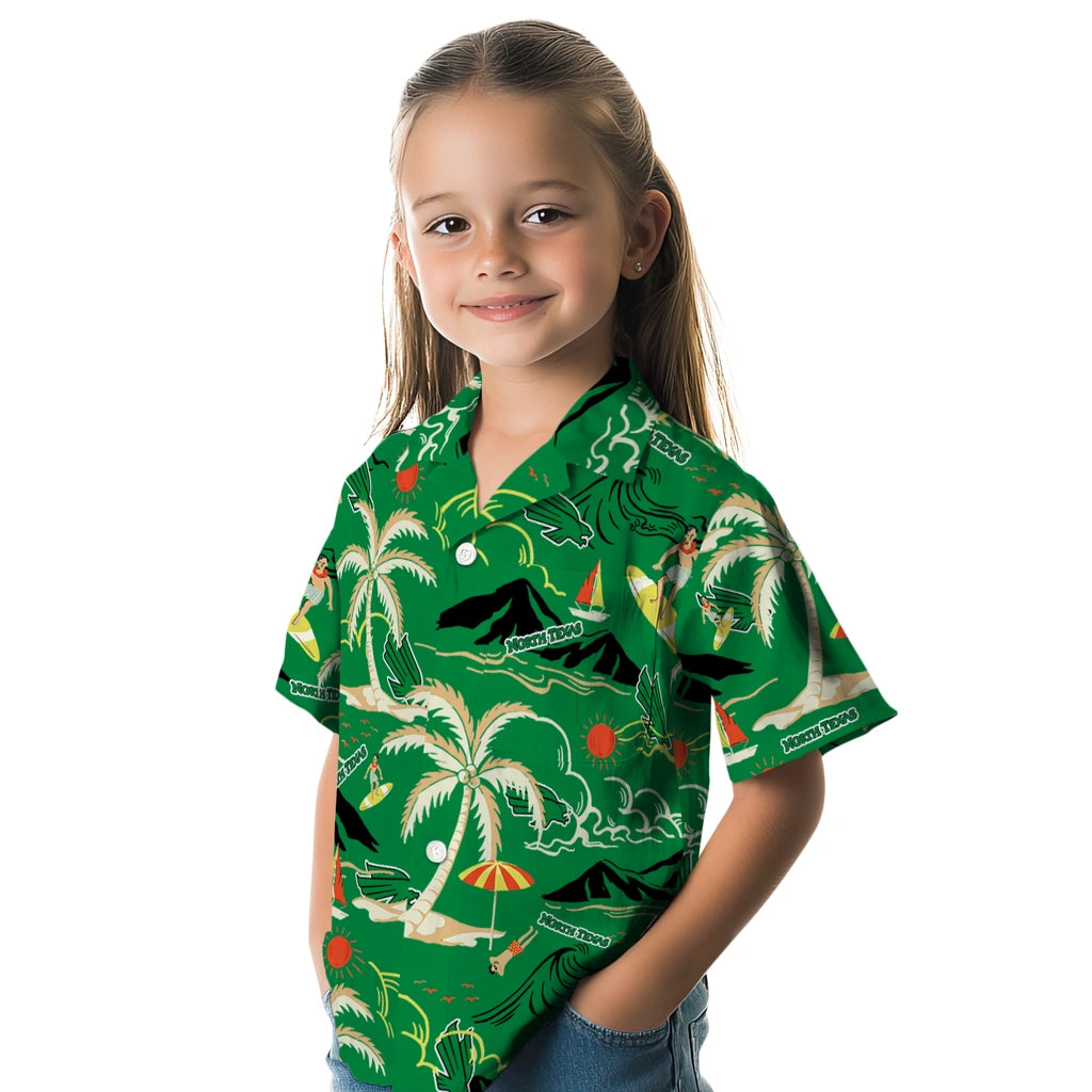 North Texas Mean Green Hawaiian Shirt - Palm Tree Island | Hula Hawaiian Shirts
