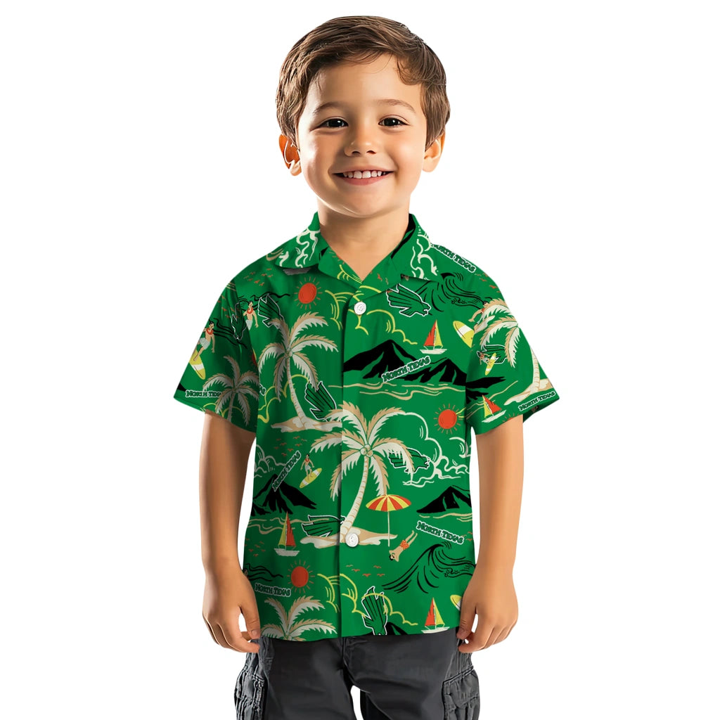 North Texas Mean Green Hawaiian Shirt - Palm Tree Island | Hula Hawaiian Shirts
