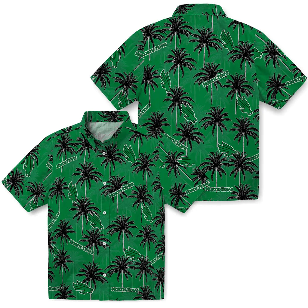 North Texas Mean Green Hawaiian Shirt - Palm Tree Motif | Hula Hawaiian Shirts