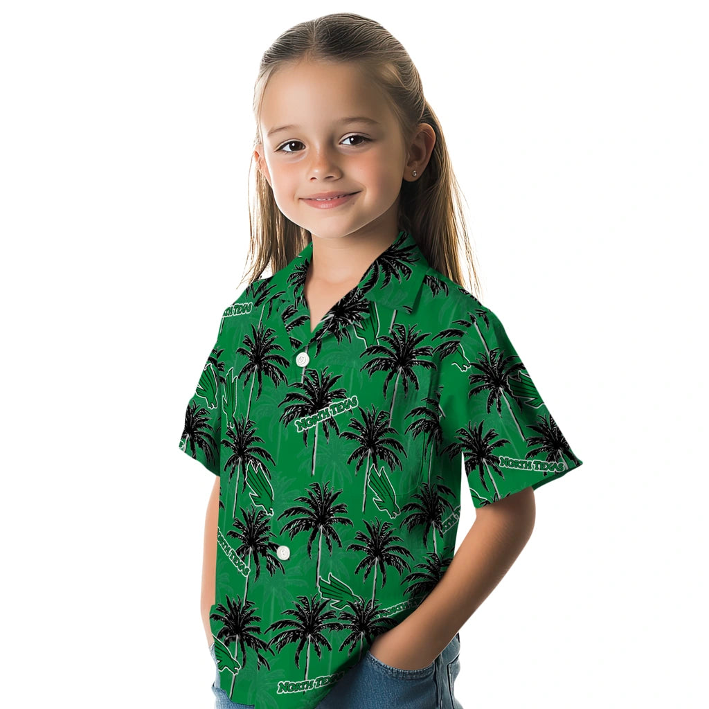 North Texas Mean Green Hawaiian Shirt - Palm Tree Motif | Hula Hawaiian Shirts