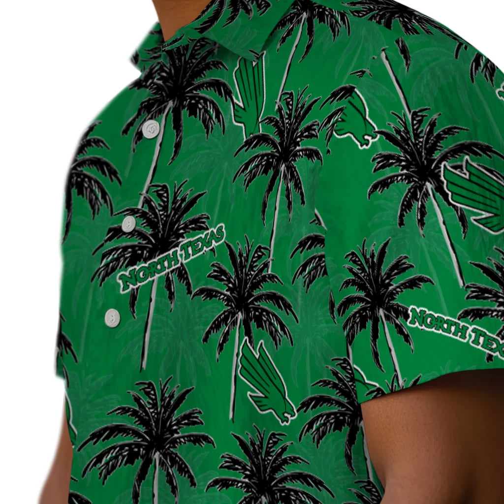 North Texas Mean Green Hawaiian Shirt - Palm Tree Motif | Hula Hawaiian Shirts