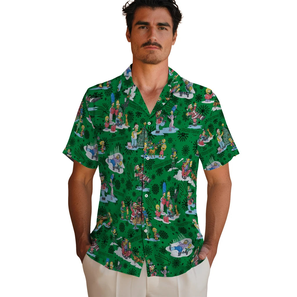 North Texas Mean Green Hawaiian Shirt - Simpsons Christmas | Hula Hawaiian Shirts