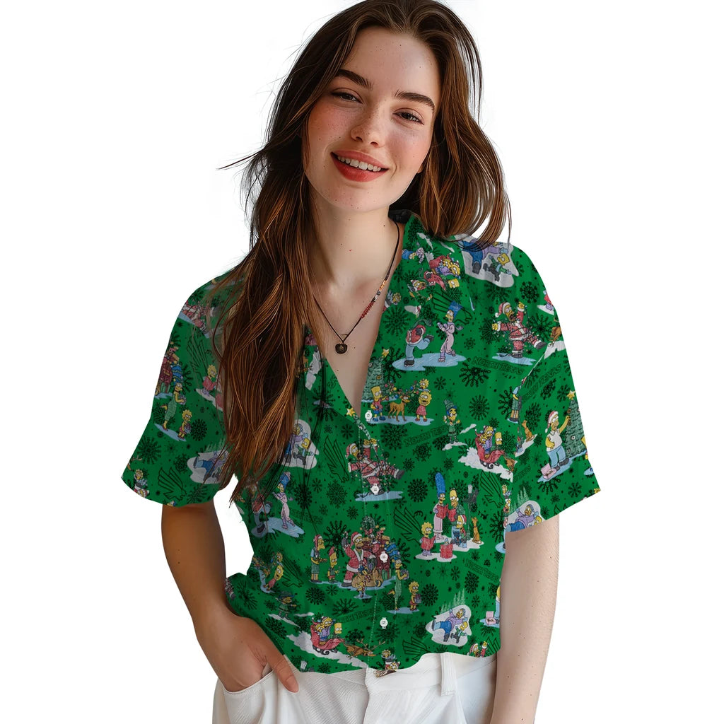 North Texas Mean Green Hawaiian Shirt - Simpsons Christmas | Hula Hawaiian Shirts