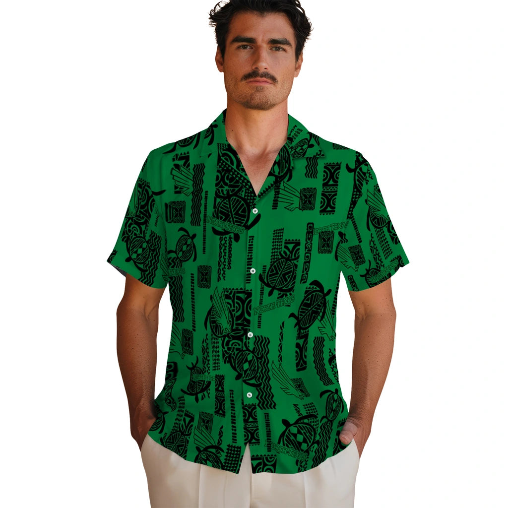 North Texas Mean Green Hawaiian Shirt - Turtle Lines | Hula Hawaiian Shirts