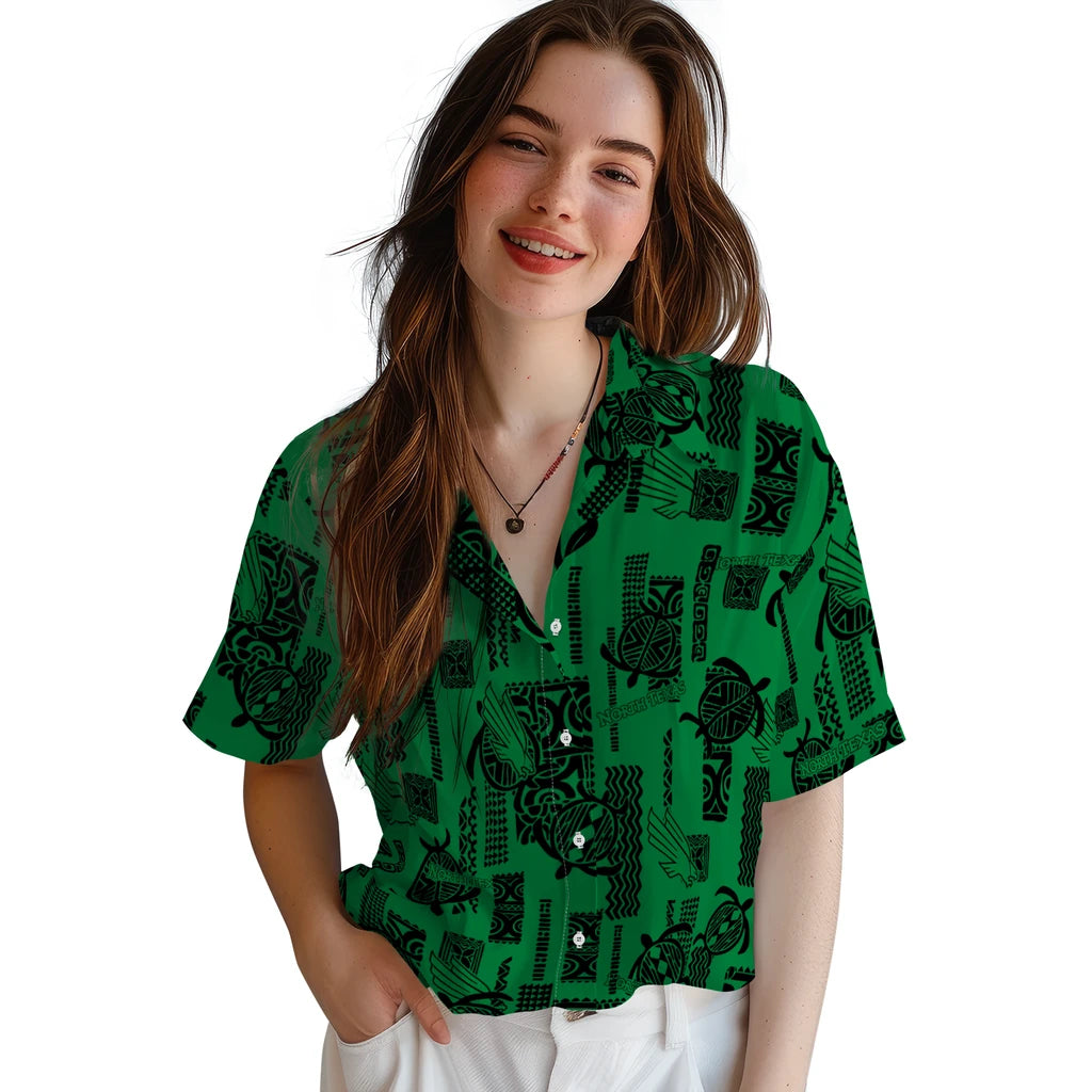 North Texas Mean Green Hawaiian Shirt - Turtle Lines | Hula Hawaiian Shirts