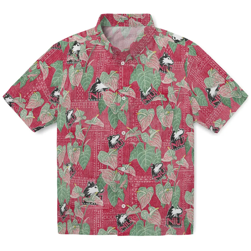 Northern Illinois Huskies Hawaiian Shirt - Anthurium Overlay | Hula Hawaiian Shirts