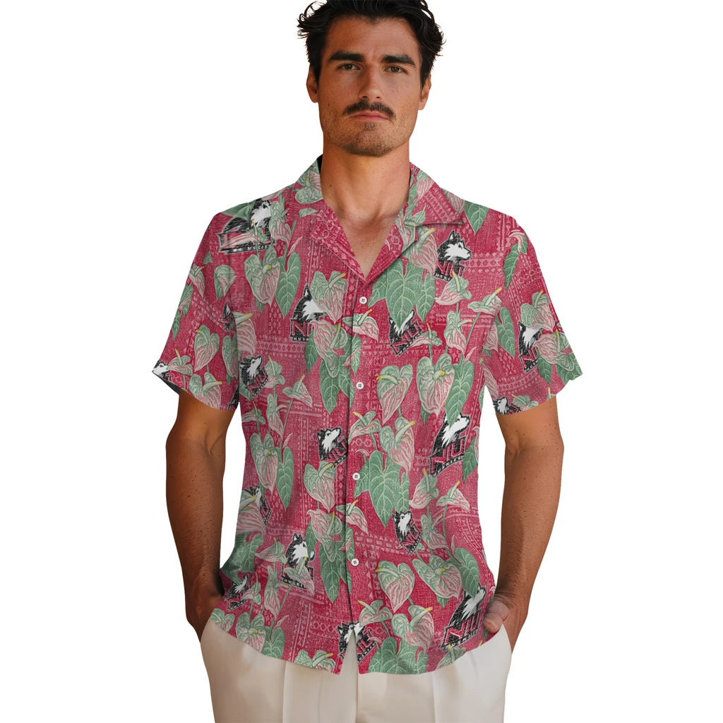 Northern Illinois Huskies Hawaiian Shirt - Anthurium Overlay | Hula Hawaiian Shirts