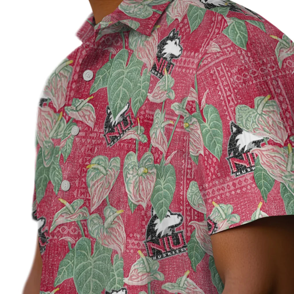 Northern Illinois Huskies Hawaiian Shirt - Anthurium Overlay | Hula Hawaiian Shirts