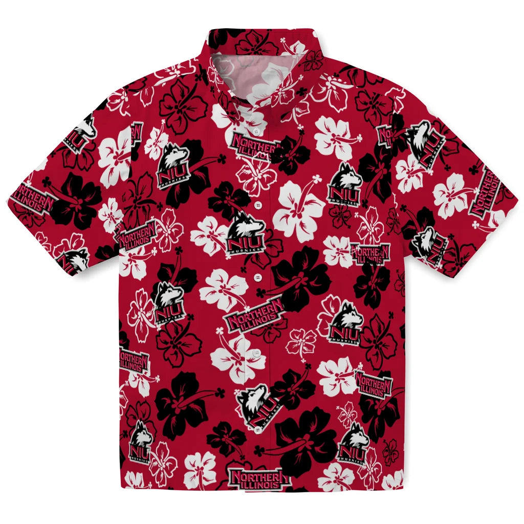 Northern Illinois Huskies Hawaiian Shirt - Hibiscus Flower Design | Hula Hawaiian Shirts