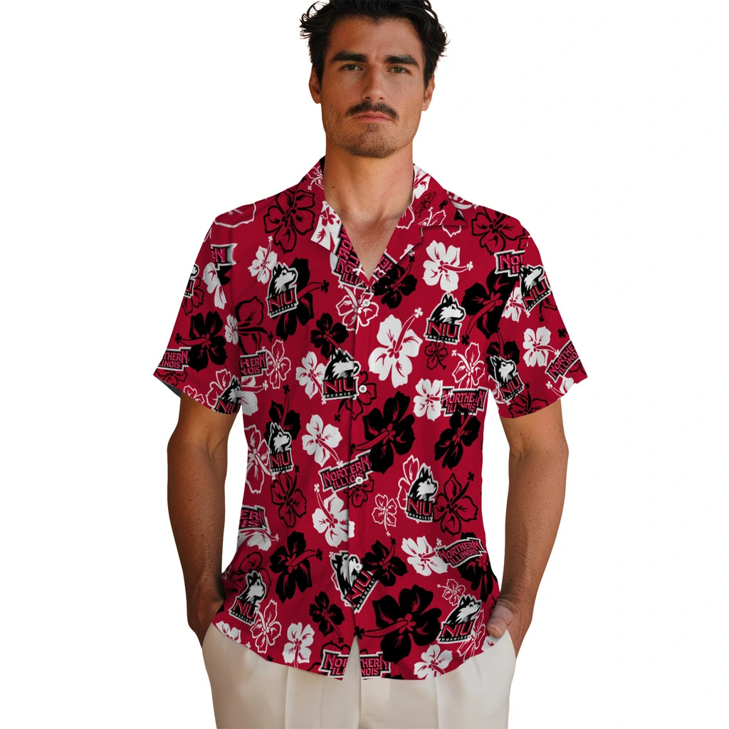Northern Illinois Huskies Hawaiian Shirt - Hibiscus Flower Design | Hula Hawaiian Shirts