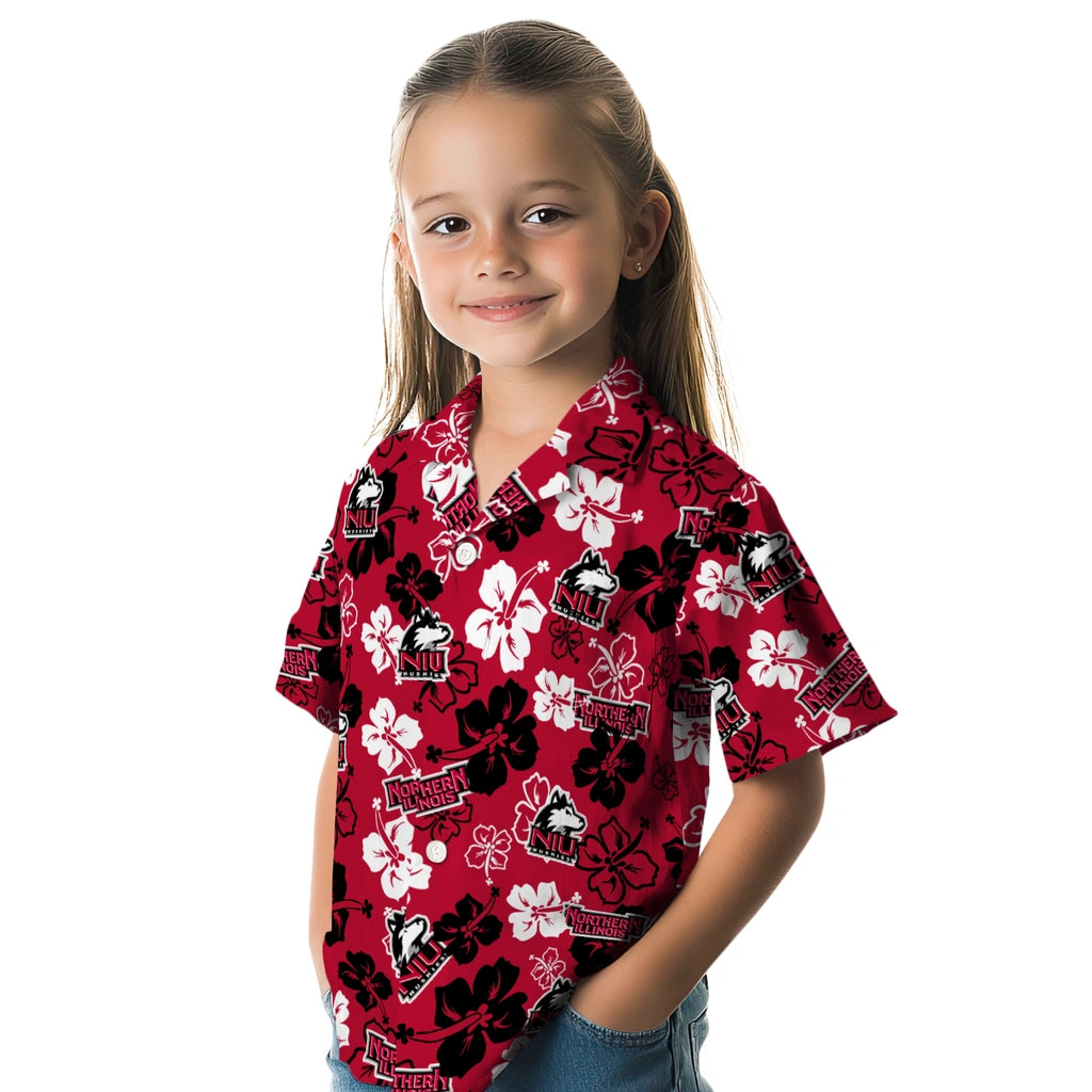 Northern Illinois Huskies Hawaiian Shirt - Hibiscus Flower Design | Hula Hawaiian Shirts