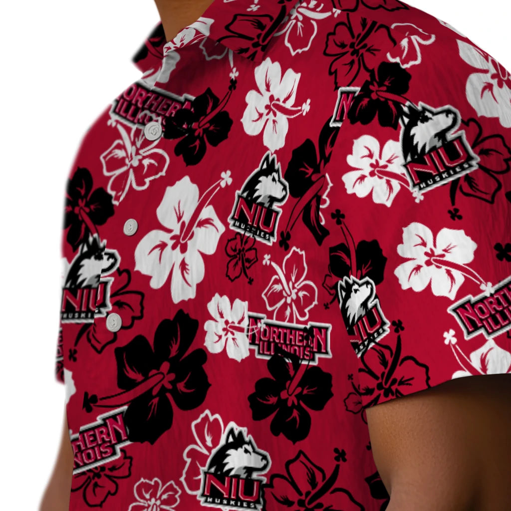 Northern Illinois Huskies Hawaiian Shirt - Hibiscus Flower Design | Hula Hawaiian Shirts