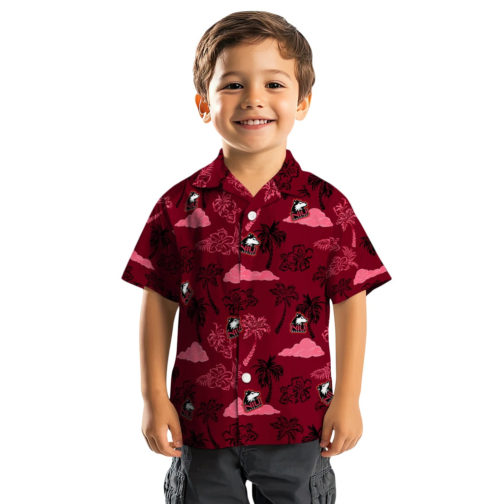 Northern Illinois Huskies Hawaiian Shirt - Palm And Clouds | Hula Hawaiian Shirts