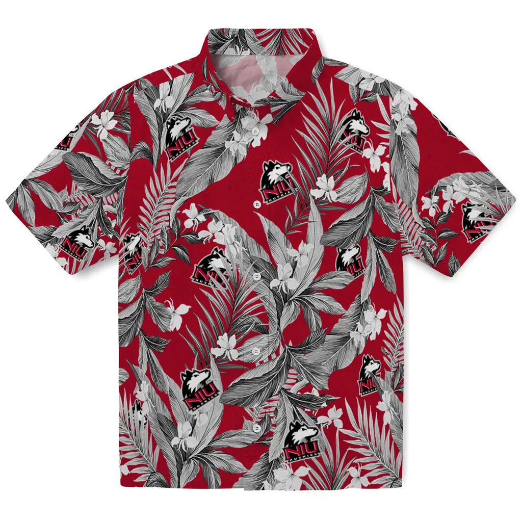 Northern Illinois Huskies Hawaiian Shirt - Palm Leaves | Hula Hawaiian Shirts