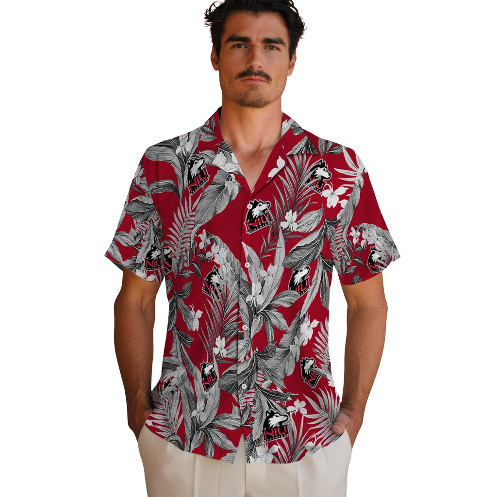 Northern Illinois Huskies Hawaiian Shirt - Palm Leaves | Hula Hawaiian Shirts