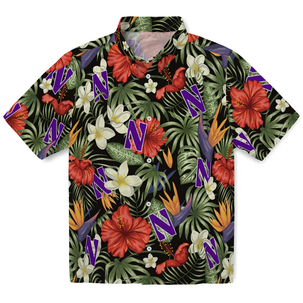 Northwestern Wildcats Hawaiian Shirt - Hawaii Floral Hibiscus | Hula Hawaiian Shirts