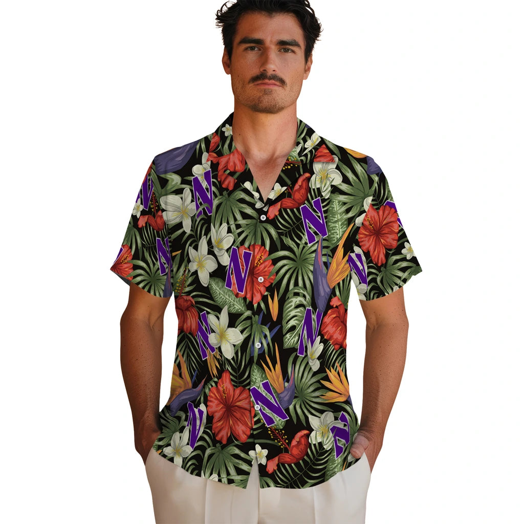 Northwestern Wildcats Hawaiian Shirt - Hawaii Floral Hibiscus | Hula Hawaiian Shirts