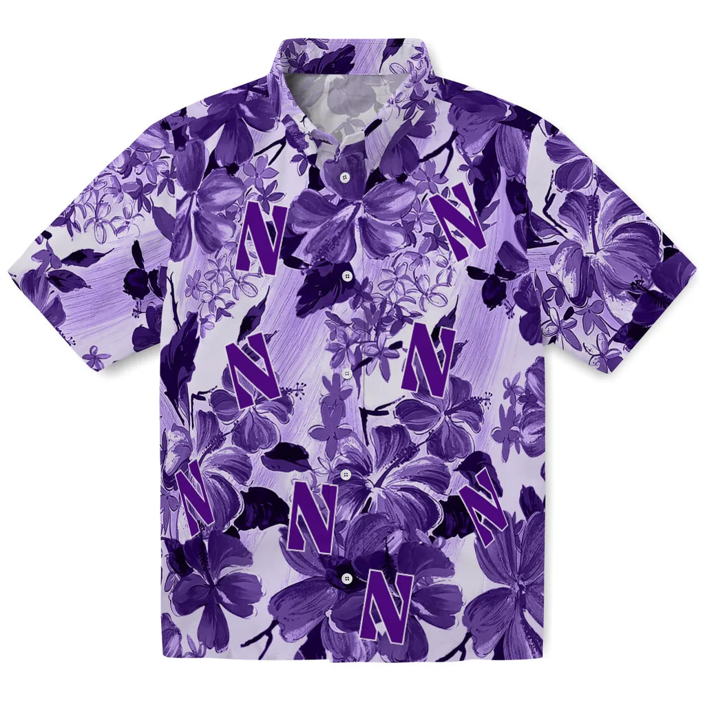 Northwestern Wildcats Hawaiian Shirt - Hibiscus Arrangement | Hula Hawaiian Shirts