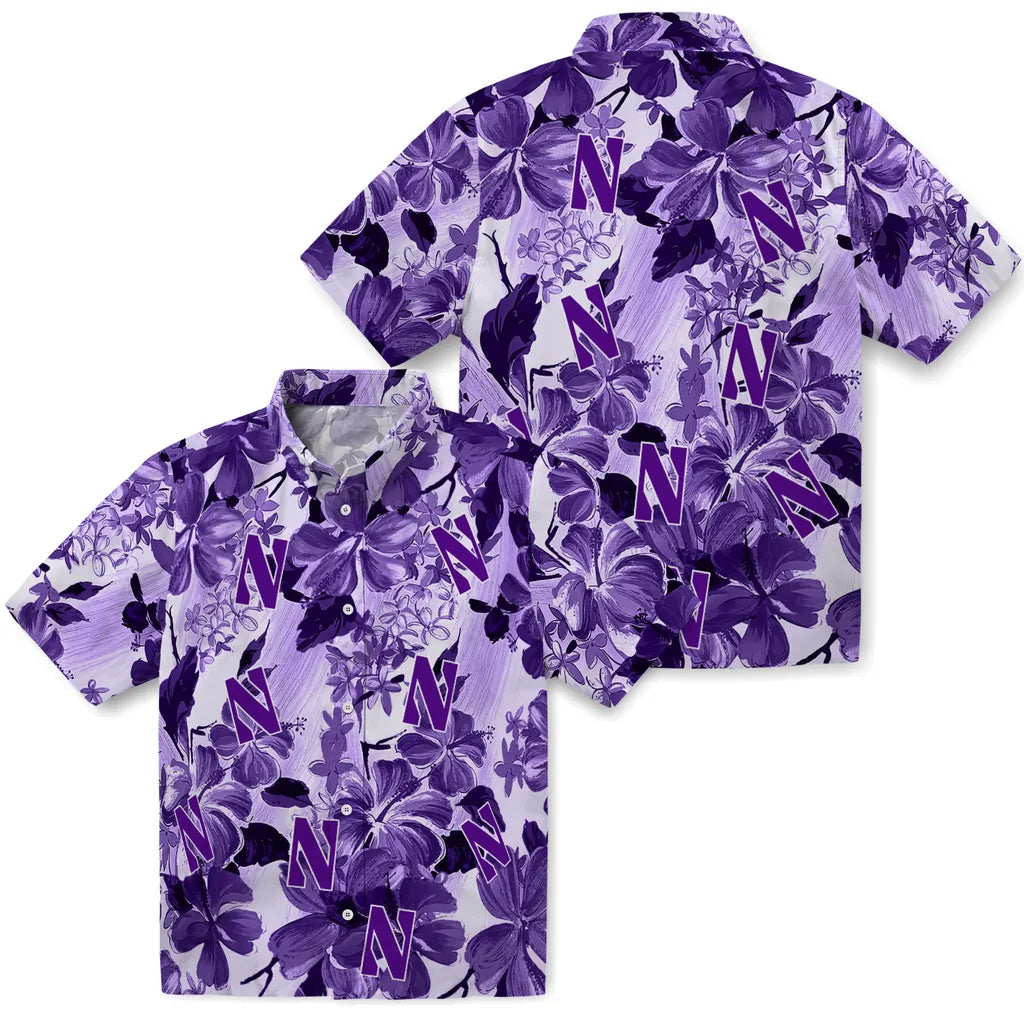 Northwestern Wildcats Hawaiian Shirt - Hibiscus Arrangement | Hula Hawaiian Shirts