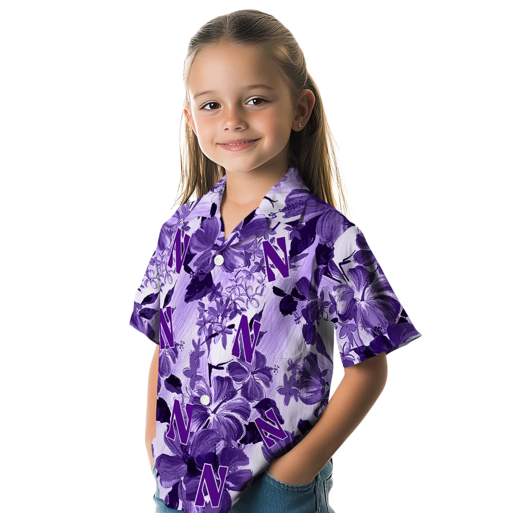Northwestern Wildcats Hawaiian Shirt - Hibiscus Arrangement | Hula Hawaiian Shirts