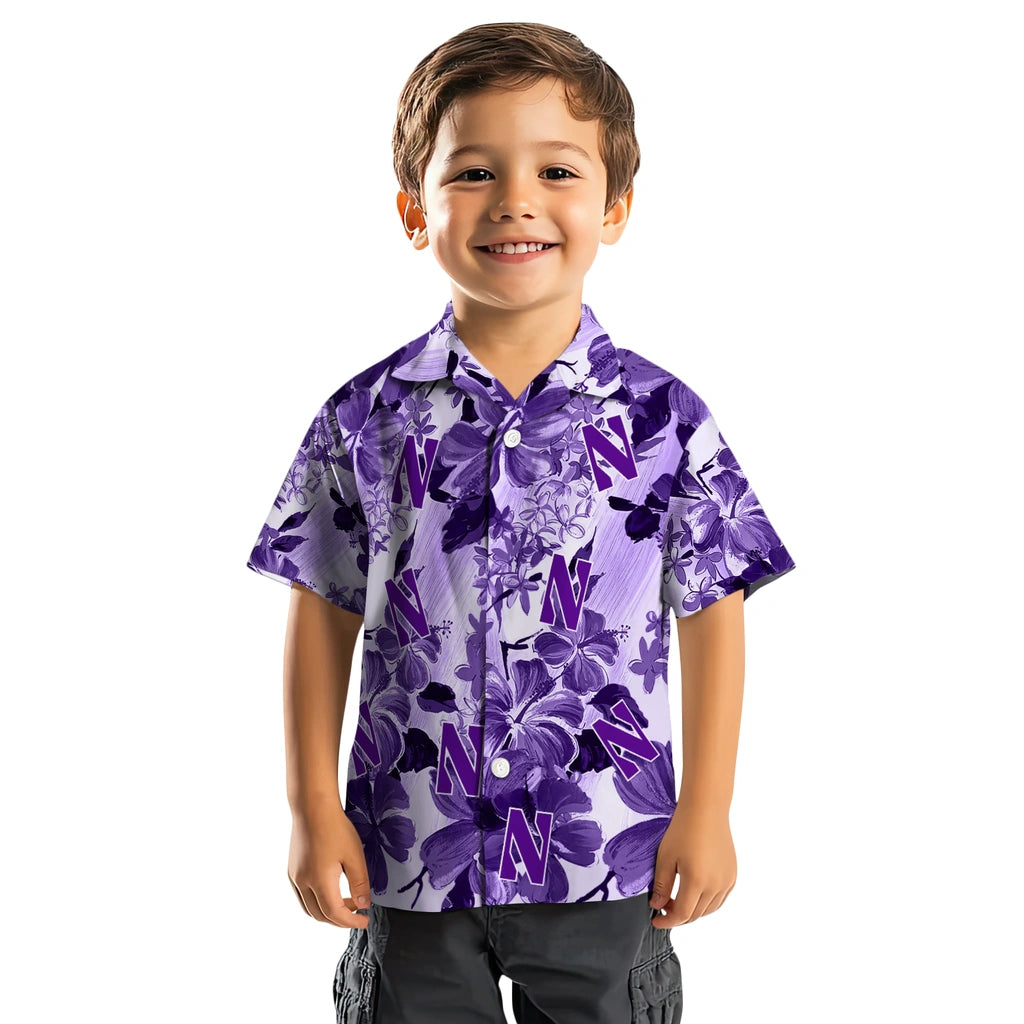 Northwestern Wildcats Hawaiian Shirt - Hibiscus Arrangement | Hula Hawaiian Shirts