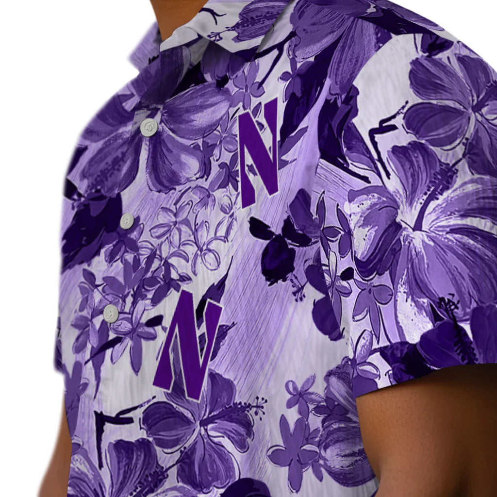 Northwestern Wildcats Hawaiian Shirt - Hibiscus Arrangement | Hula Hawaiian Shirts