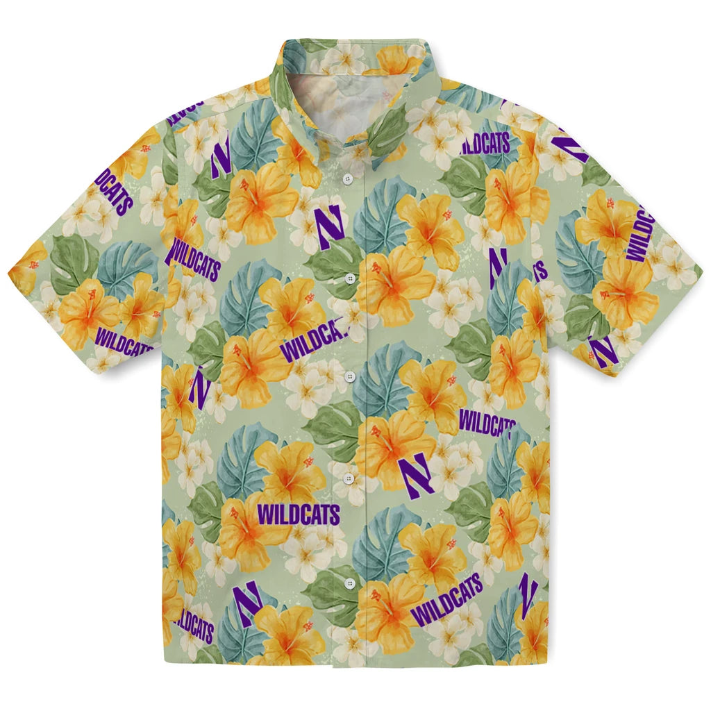 Northwestern Wildcats Hawaiian Shirt - Hibiscus Mood | Hula Hawaiian Shirts
