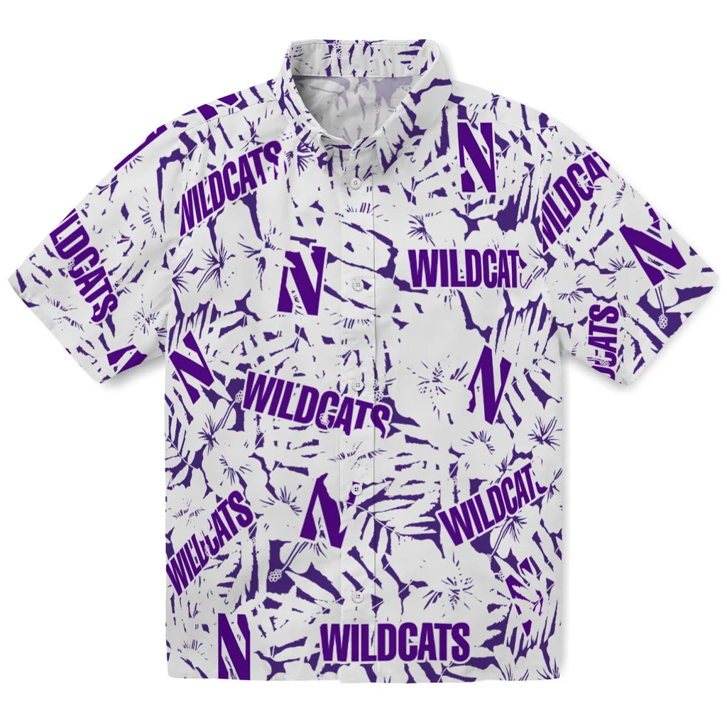 Northwestern Wildcats Hawaiian Shirt - Hibiscus Overlay | Hula Hawaiian Shirts