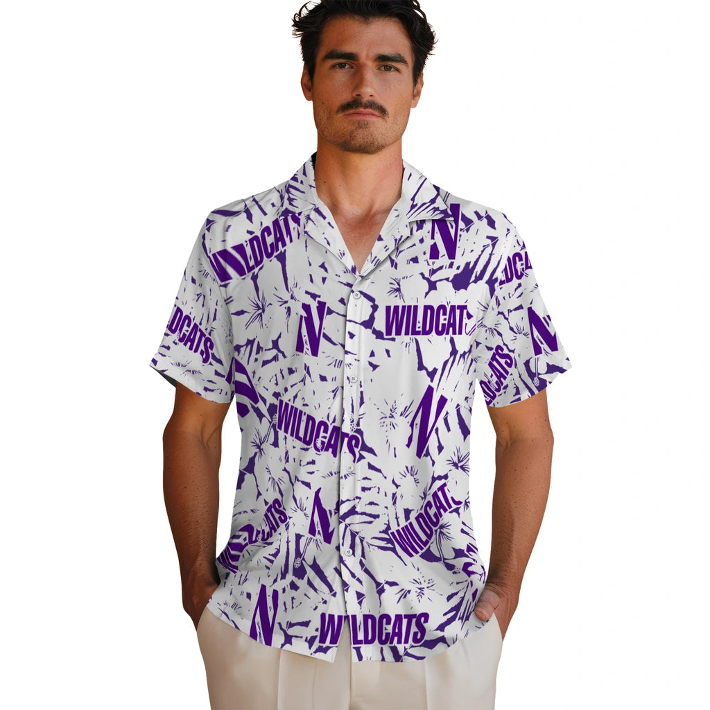 Northwestern Wildcats Hawaiian Shirt - Hibiscus Overlay | Hula Hawaiian Shirts