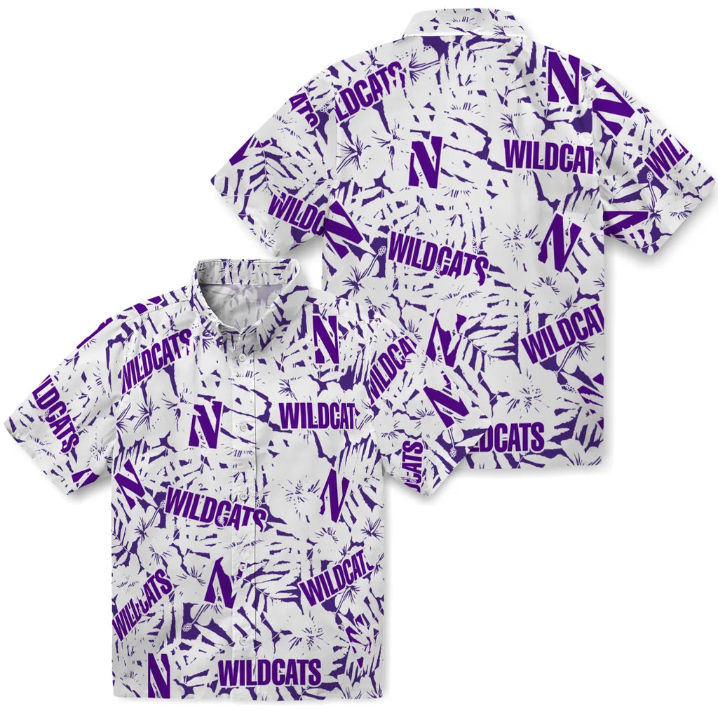 Northwestern Wildcats Hawaiian Shirt - Hibiscus Overlay | Hula Hawaiian Shirts