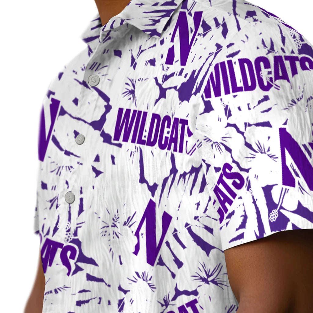 Northwestern Wildcats Hawaiian Shirt - Hibiscus Overlay | Hula Hawaiian Shirts