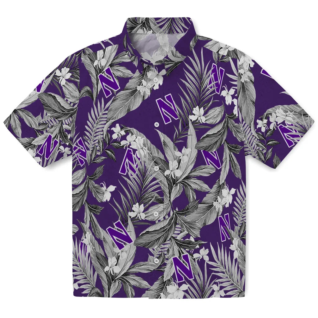 Northwestern Wildcats Hawaiian Shirt - Palm Leaves | Hula Hawaiian Shirts