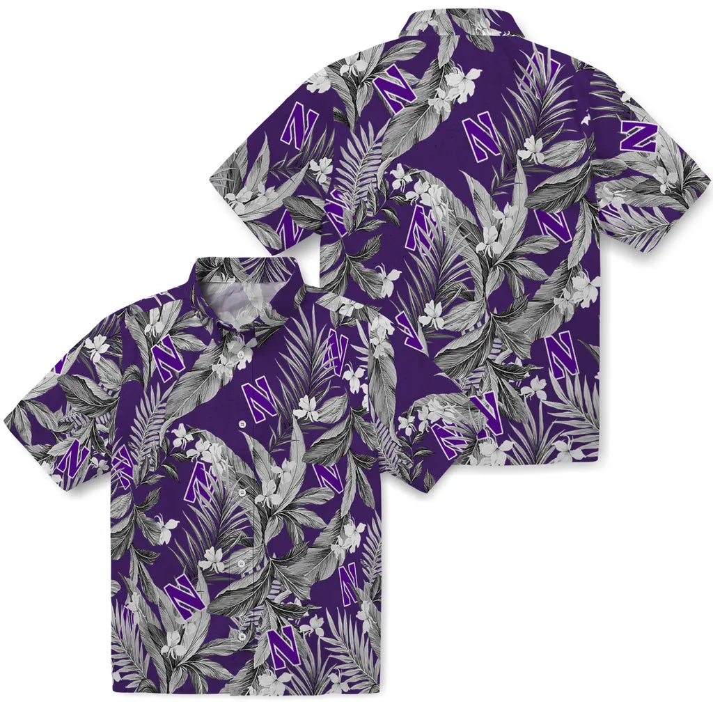 Northwestern Wildcats Hawaiian Shirt - Palm Leaves | Hula Hawaiian Shirts