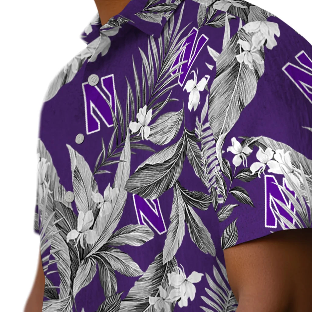Northwestern Wildcats Hawaiian Shirt - Palm Leaves | Hula Hawaiian Shirts