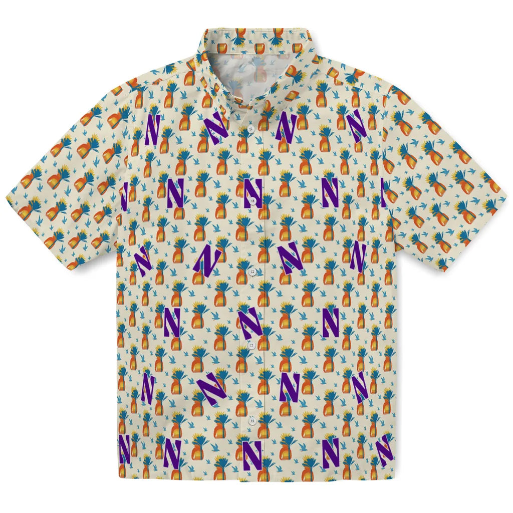 Northwestern Wildcats Hawaiian Shirt - Pineapple Delight | Hula Hawaiian Shirts