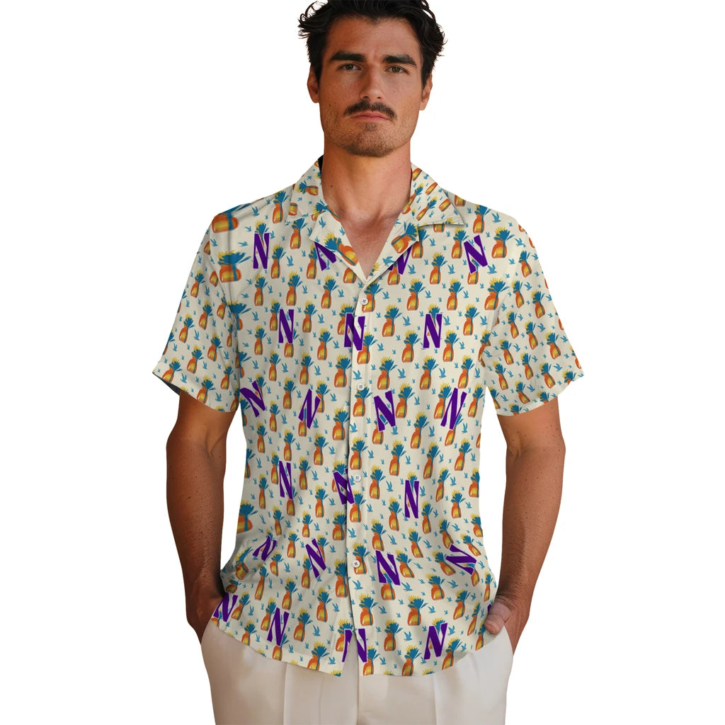Northwestern Wildcats Hawaiian Shirt - Pineapple Delight | Hula Hawaiian Shirts