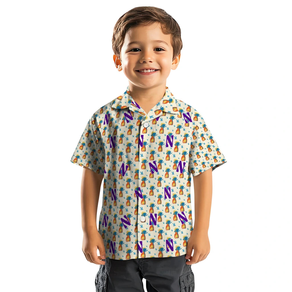 Northwestern Wildcats Hawaiian Shirt - Pineapple Delight | Hula Hawaiian Shirts