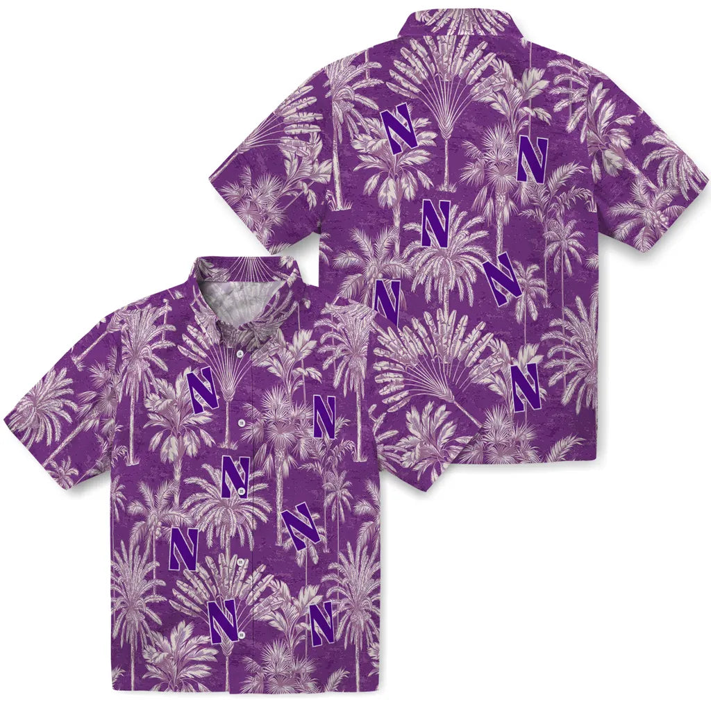 Northwestern Wildcats Hawaiian Shirt - Vintage Palm Tree | Hula Hawaiian Shirts