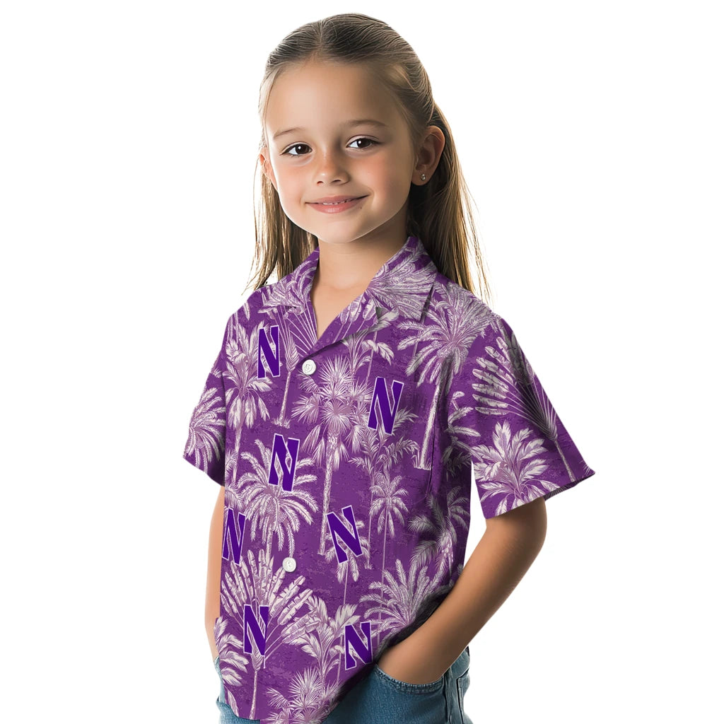Northwestern Wildcats Hawaiian Shirt - Vintage Palm Tree | Hula Hawaiian Shirts