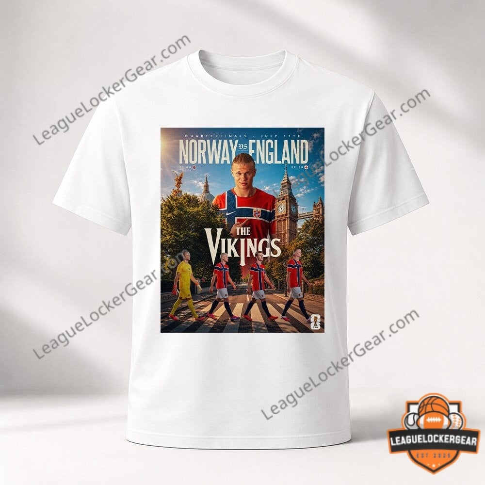 Erling Haaland Norway vs England 2026 World Cup Quarterfinals Abbey Road T-Shirt - LeagueLockerGear
