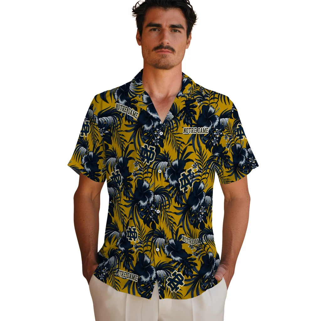 Notre Dame Fighting Irish Hawaiian Shirt - Hibiscus Exotic | Hula Hawaiian Shirts